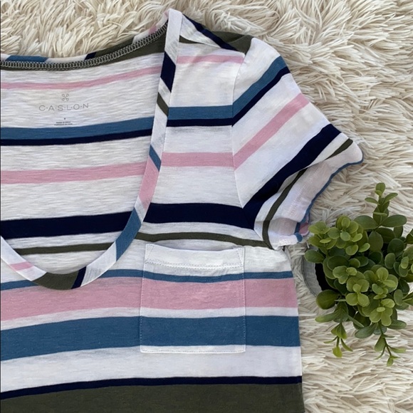 Caslon Scoop Neck Tee 💗 White Blue Pink Olive - Picture 6 of 10